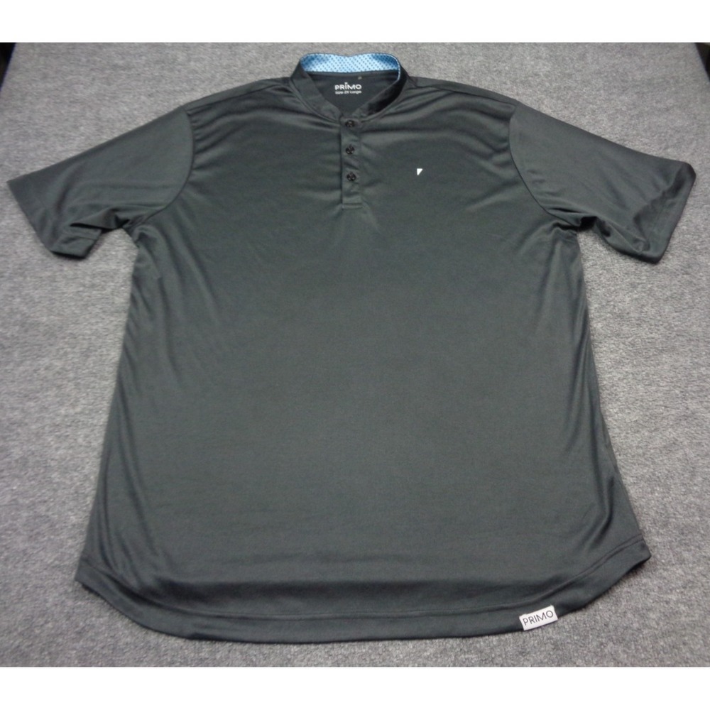 Primo Polo Shirt Mens 2XL Gray Golf Blade Collar Stretch Performance Wicking